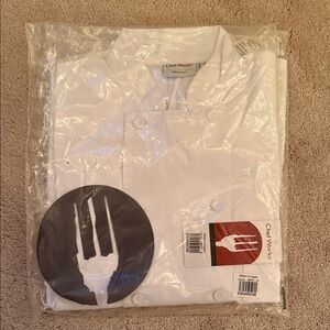 White Double-Breasted Chef Coat, unisex, size small